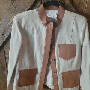 Tory Burch Camden Jacket Women's Size 10 in safari. New with spare bu